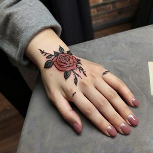 flower hand tattoos for women