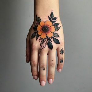 flower hand tattoos male