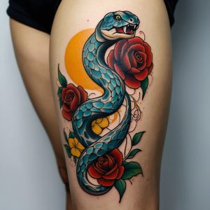 flower snake tattoo