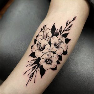 flower tattoo black and white