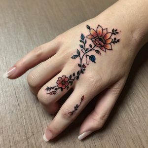 flower tattoo hand