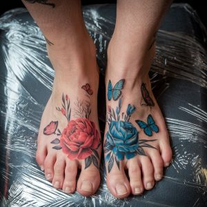 foot flower tattoos designs