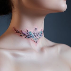 front neck cross tattoo