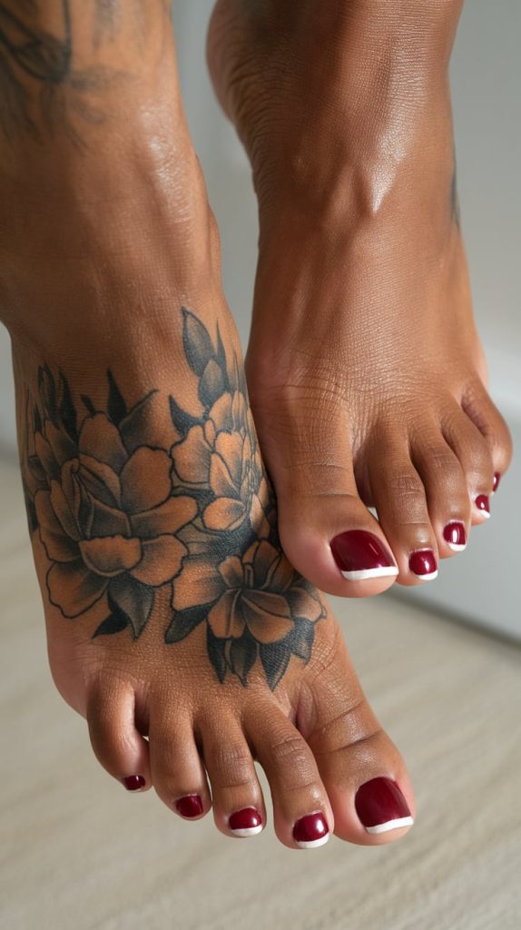 girly unique foot tattoo designs