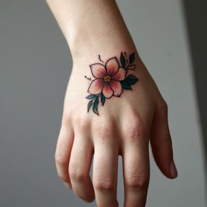 hand flower tattoo