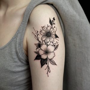 hibiscus flower tattoo black and white