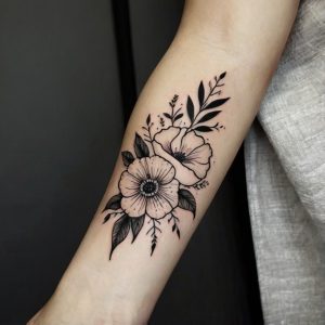 lotus flower black and white tattoo