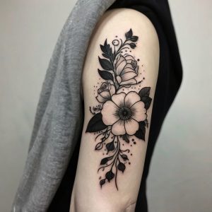 marigold flower tattoo black and white