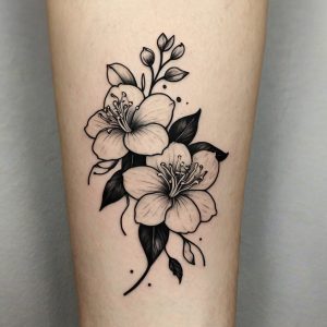 october birth flower tattoo black and white