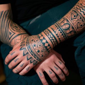 polynesian half sleeve tattoo