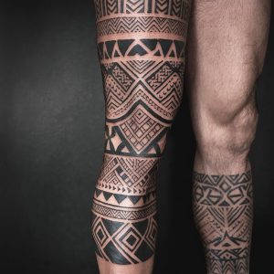 polynesian leg tattoo