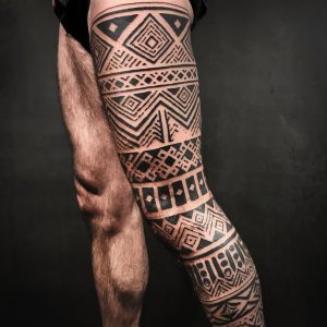 polynesian tattoo leg sketch