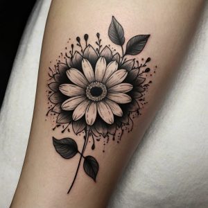 poppy flower tattoo black and white