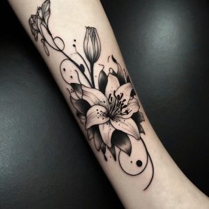 realistic flower tattoos black and white