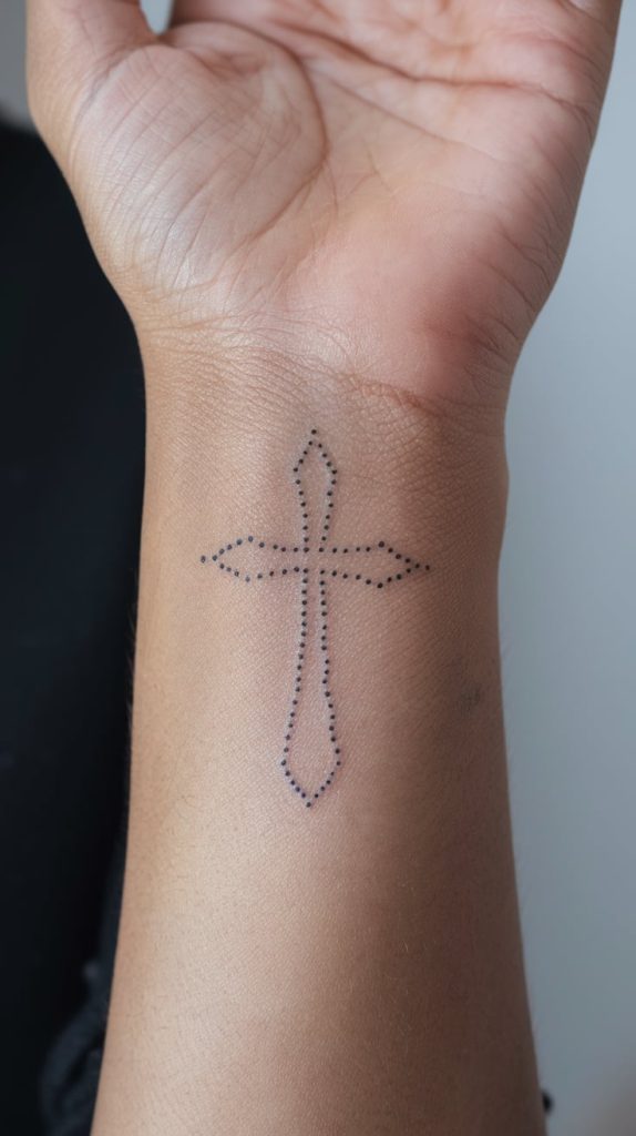 simple cross tattoos on hand