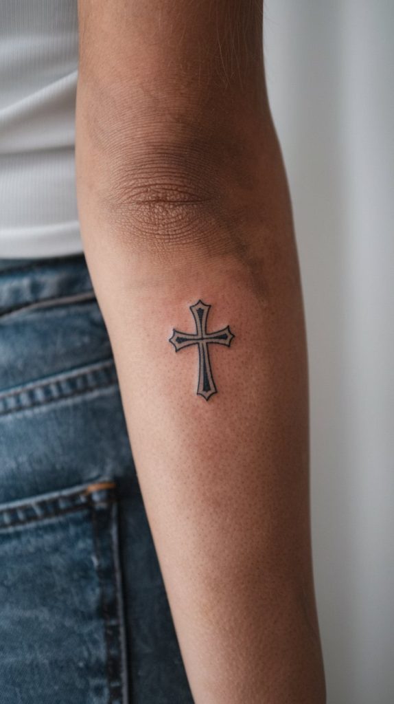 simple cross tattoos on wrist