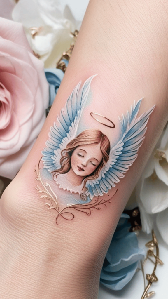 small angel wings tattoo