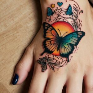 small hand butterfly tattoo