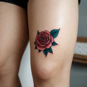 small rose tattoo on hand