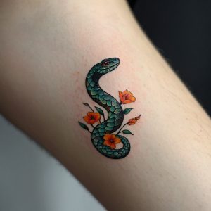 snake and flower tattoo stencil