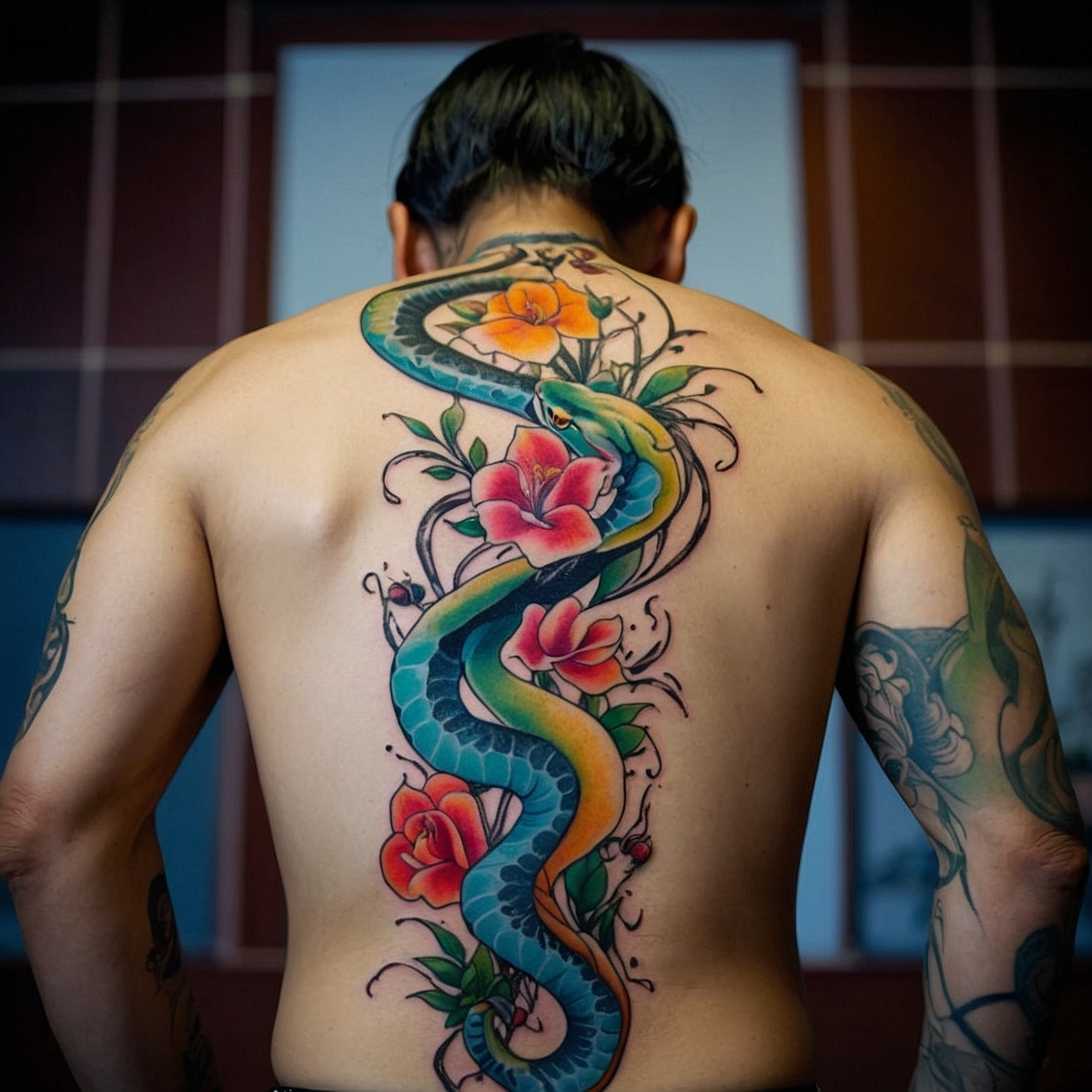 Snake flower tattoo design | Tattoo Designs World