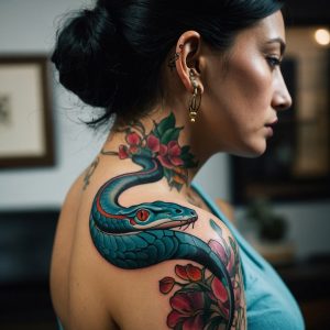 snake flower tattoo