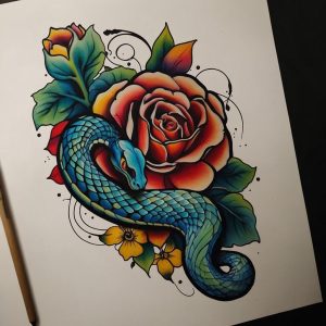 snake flower tattoos