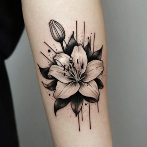 traditional flower tattoo black and white