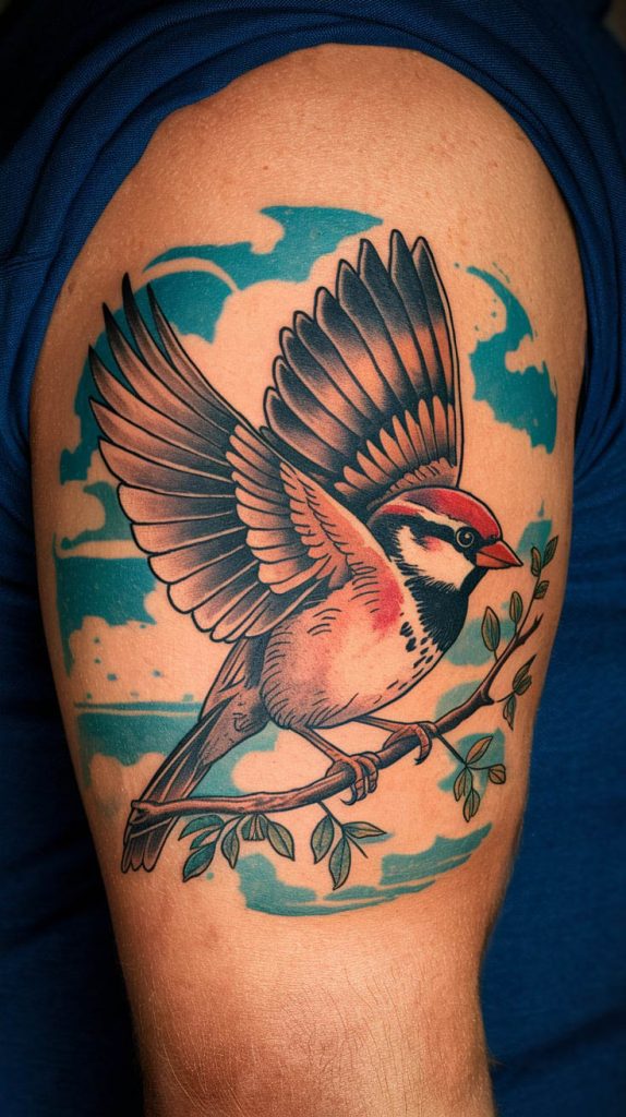 traditional sparrow tattoo