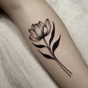 tropical flower tattoo black and white