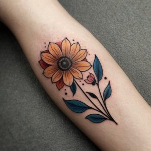 upper arm flower tattoo