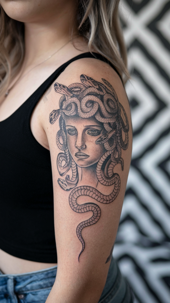 feminine beautiful medusa tattoo