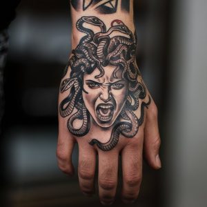 medusa hand tattoo