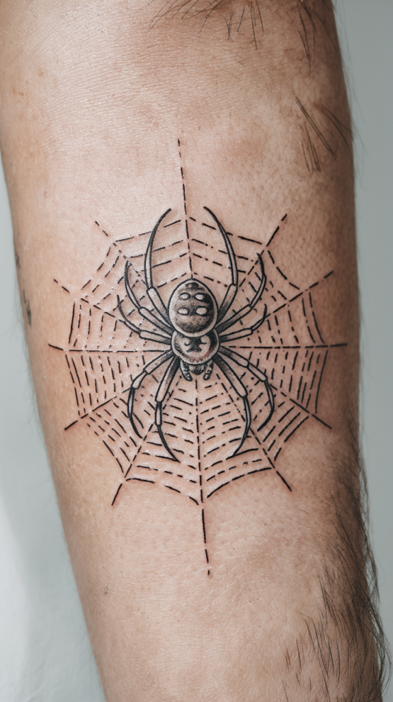 spider web elbow tattoo