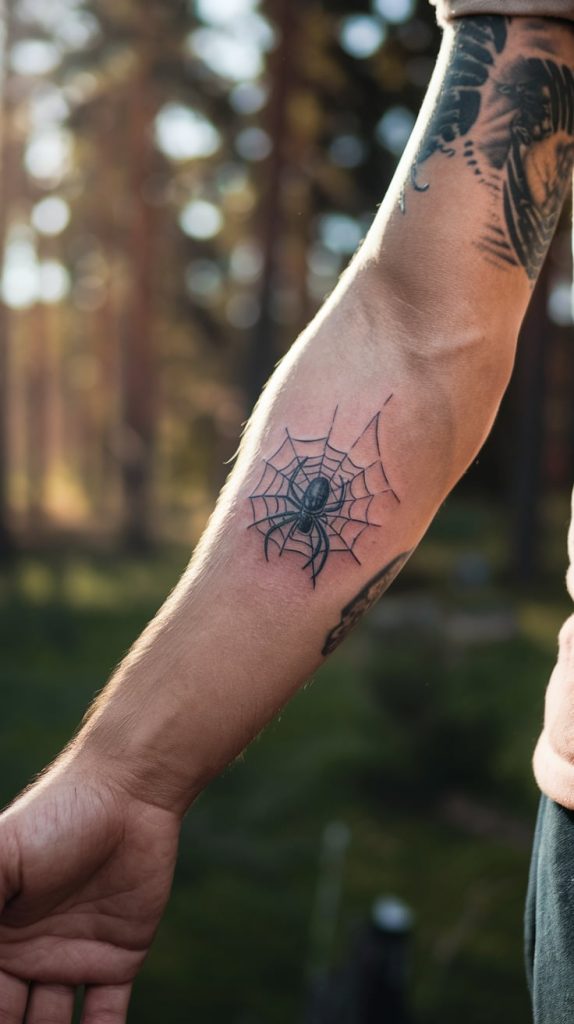 spider web hand tattoo