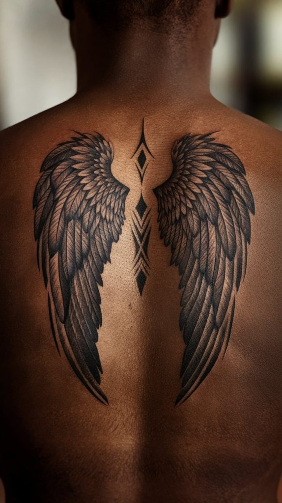 wings neck tattoo